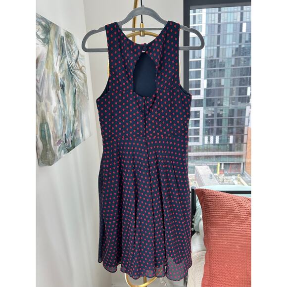 Anthropologie | NWT | Eva Franco Maryanne Navy/Red Dot Ruffle Dress | Size 4 - Picture 4 of 8